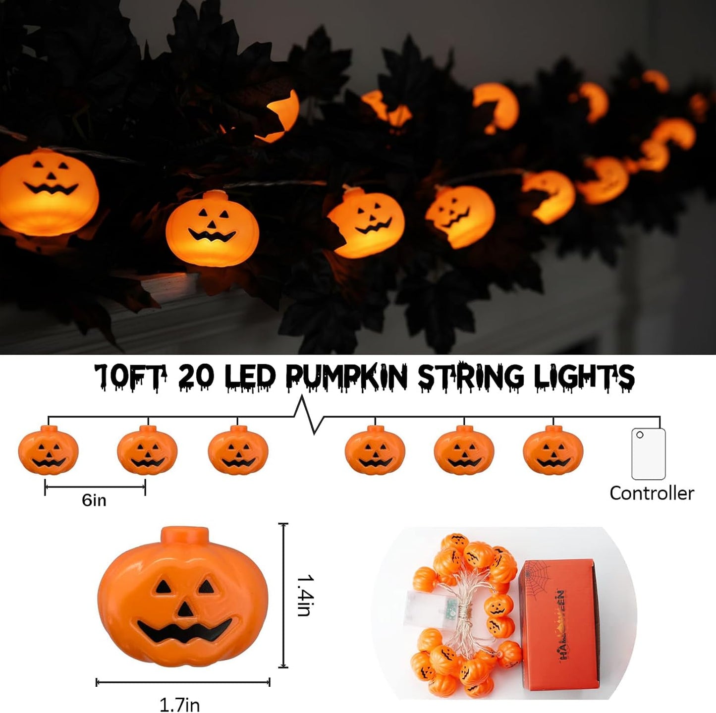 Pumpkin String Lights 10ft