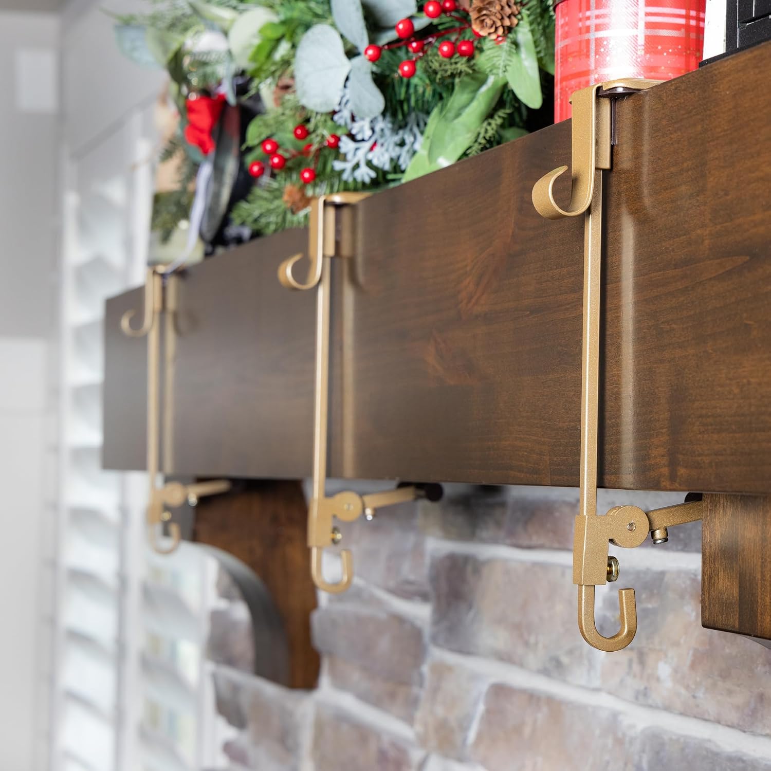 Adjustable Christmas stocking and garland mantle hangers
