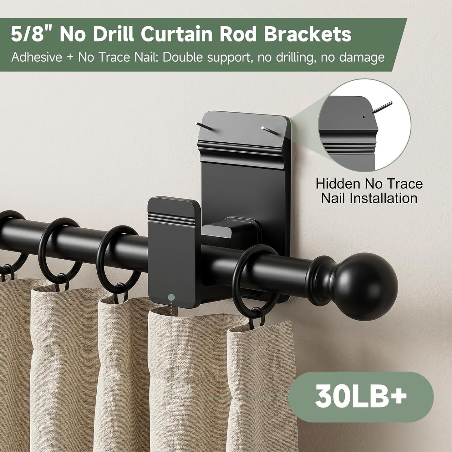 No Drill Curtain Rod Brackets