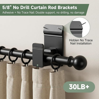 No Drill Curtain Rod Brackets