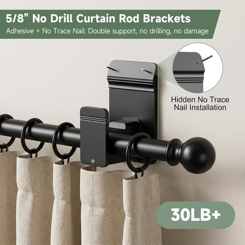 No Drill Curtain Rod Brackets